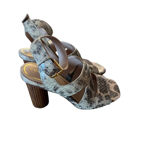 Cole Haan Reina City Sandals Leather Snake Print Ankle Strap Heels NEW Size 7 - Picture 5 of 10